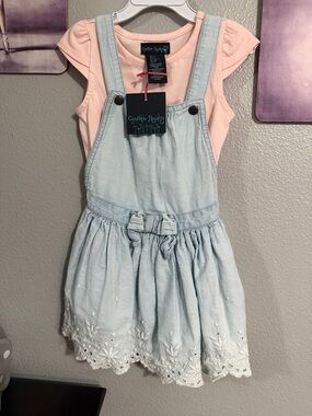 Cynthia Rowley girls overall dress size 3 toddler t shirt cotton like new